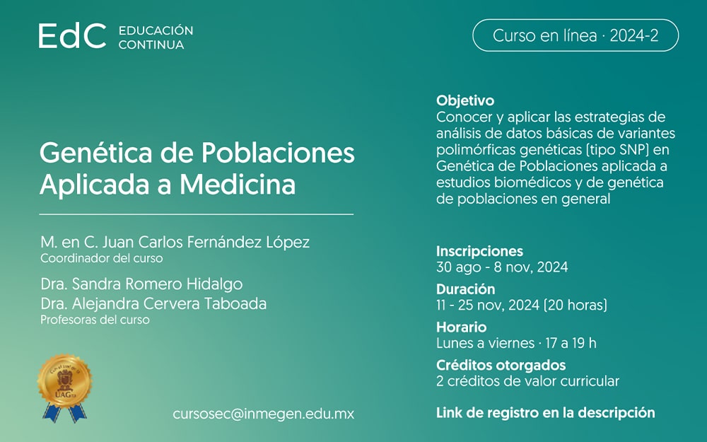 CURSO GENÉTICA DE POBLACIONES APLICADA A MEDICINA