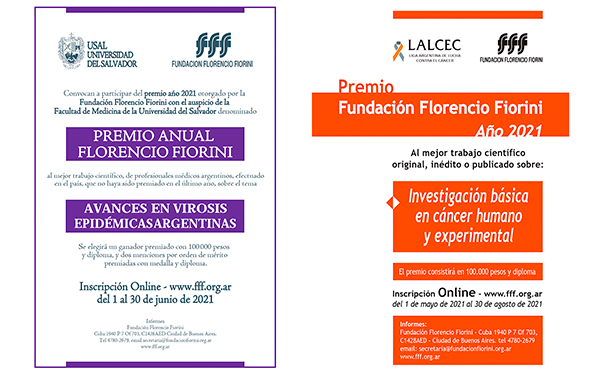 CONVOCATORIAS AL PROGRAMA ANUAL DE PREMIOS DE LA FUNDACIÓN FLORENCIO FIORINI