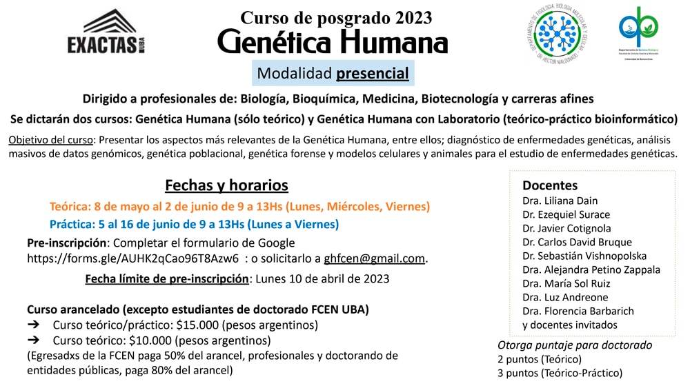 CURSO DE POSGRADO: GENÉTICA HUMANA