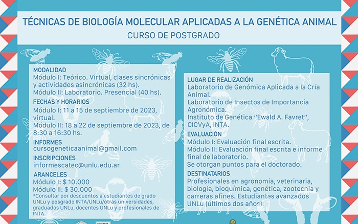 Curso de postgrado: TÉCNICAS DE BIOLOGÍA MOLECULAR APLICADAS A LA GENÉTICA ANIMAL